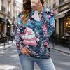 Women's Casual Polka Dot Christmas Print Top for Fall and Winter, Versatile Blouse