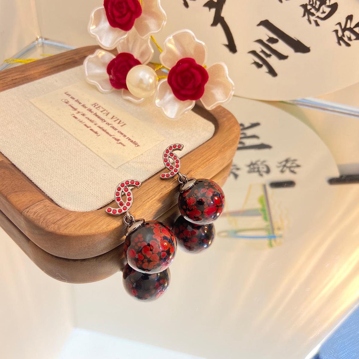 

Elegant Blue & White Porcelain Summer Earrings - High-end Silver Needle Design