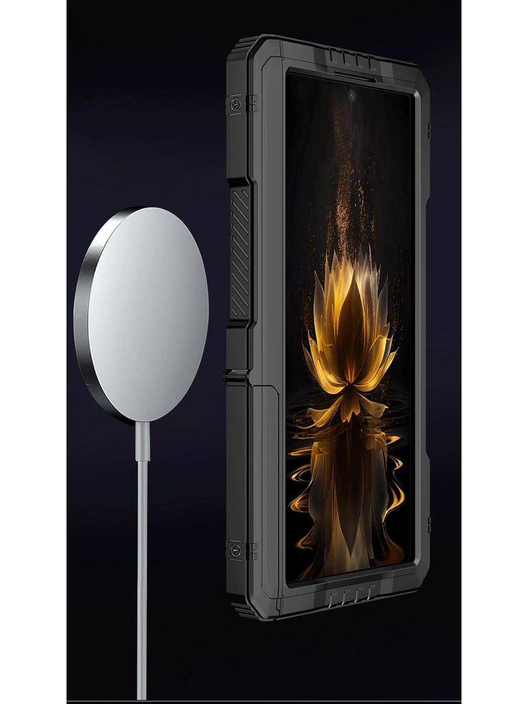 Z-Fold7 Z-Fold6 Tri-Proof Metal Phone Case: Full-Wrap, Stand, Hinge Protection, Anti-Fall Shell.