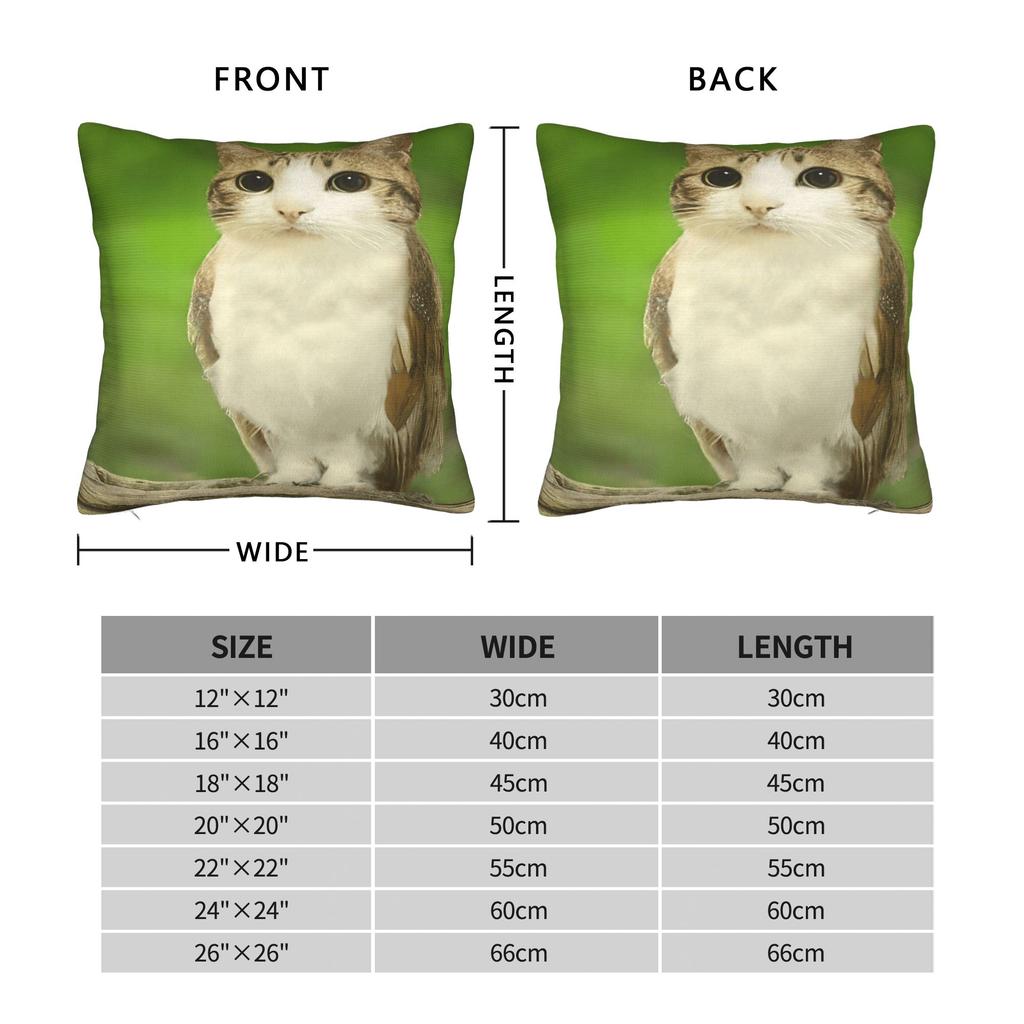 Internet Famous Meowl Cat Owl Meme Pillow Case  Square Pillow Cover Retro Trendy Pillowcases For Chair Sofa Home Decor