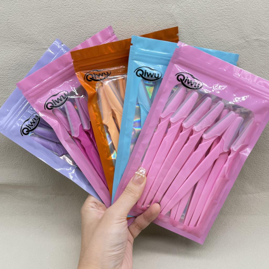 12Pcs Eyebrow Trimmer Face Shaver Kit, Portable Eyebrow Razor with Safety Guard for Facial Hair Removal and Makeup Beauty Tools