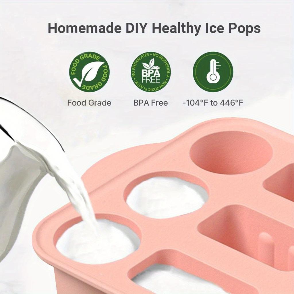 Eis am Stiel Form Wiederverwendbar Leicht lösbares Silikon Hausgemachtes Maker Eis am Stiel Form Tabletts mit 50 Eisstielen Sommergeschenke