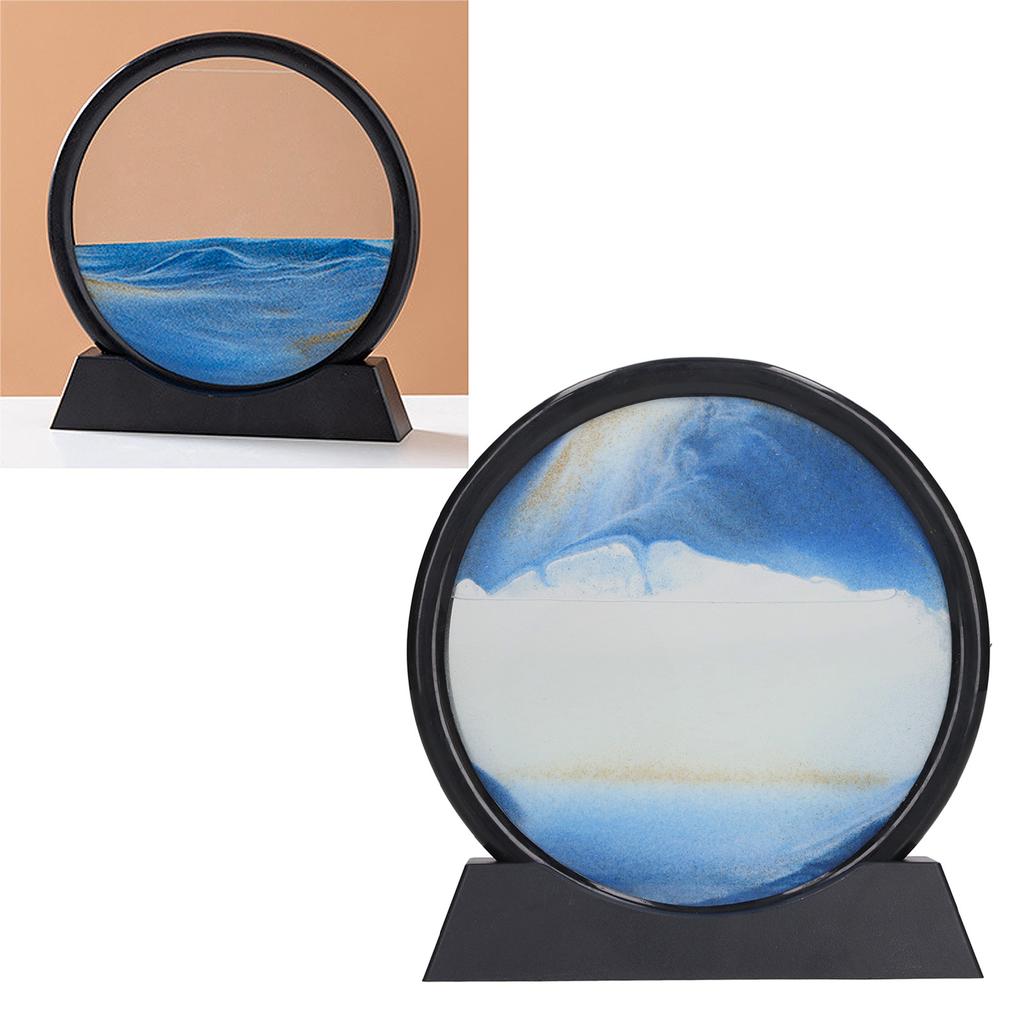 7 Zoll bewegtes Sandbild Entspannende Dekoration 3D Treibsandbild Dekoration für Zuhause Schreibtisch Büro Blau