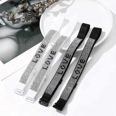 Rhinestone Bra Strap Beha-bandjes Verstelbare Elasticiteit Bra Shoulder Strap Detachable Adjustable Inlaid Diamond  Bra Straps