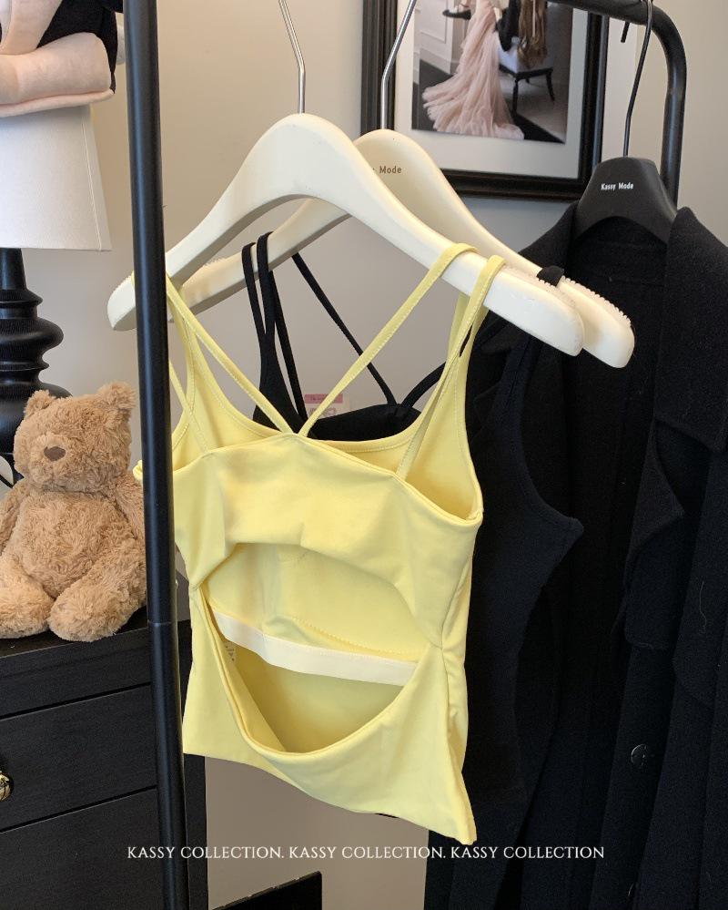 Women's Double Strap Backless Padded Camisole - Slim Fit Summer Vest Top