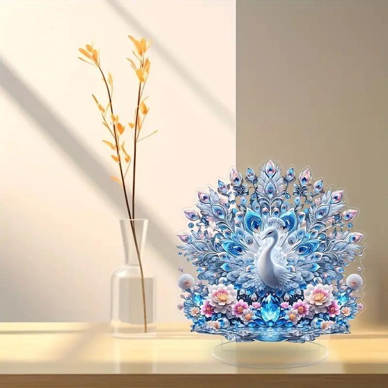 2D Acrylic Flat Cool Figurine Animal Series Peacock Desktop Ornament Home Living Room Decoration