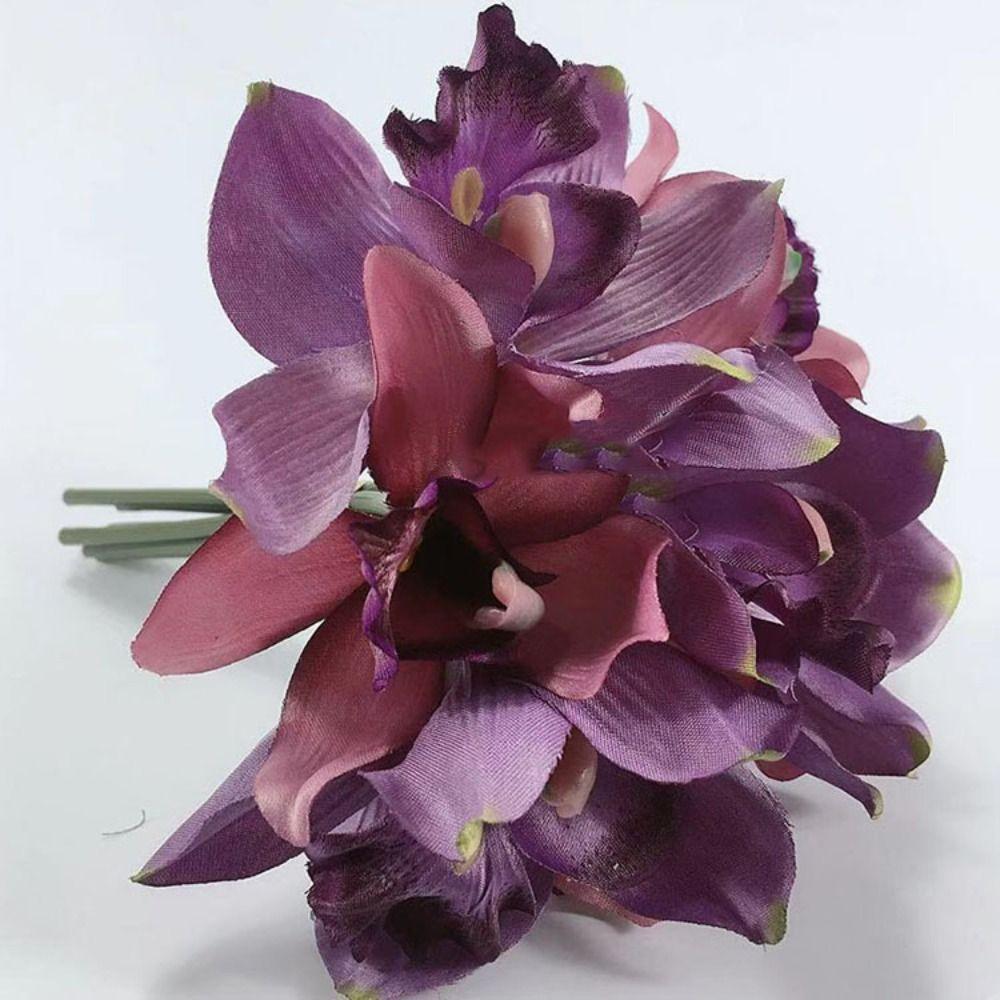 7 Heads Orchid Artificial Flowers Bouquet Fake Artificial Plants Fake Flowers  Wedding Party