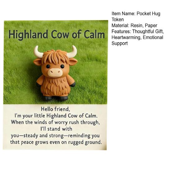 Pocket Friends of Hugs And Hope Mini Penguin Elephant Bear Highland Cow Ornament with Card Emotional Support Gift for Kids Women Men Loved Ones