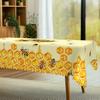 Summer Bee Daisy Printed Rectangular Tablecloth Washable Floral Kitchen Dining Table Cover for Wedding Party Decor