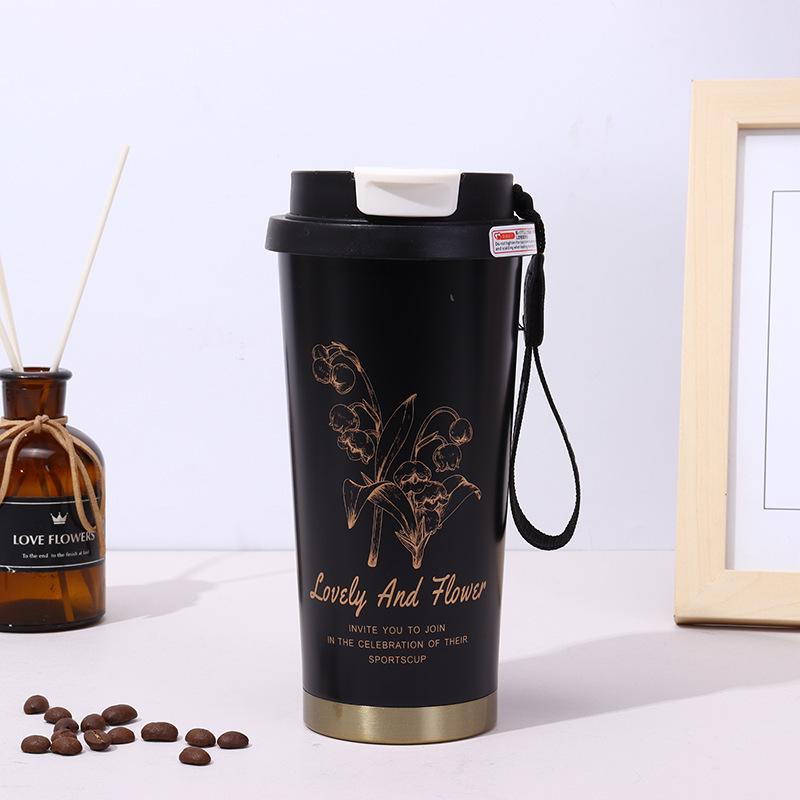 Lily of the Valley Stainless Steel Insulated Coffee Cup - Luxury Double-Walled Design