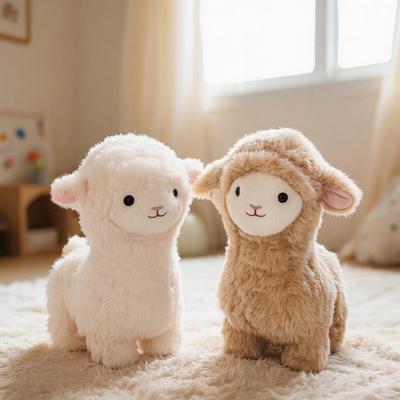 Yumuşak Beyaz Kahverengi Lama Peluş Hayvan Bebek Kawaii Çiftlik Koyun Peluş Oyuncaklar Ev Kanepe Dekorasyonu Çocuk Doğum Günü Noel Hediyesi