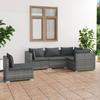 Vidaxl 5-Cz. Garden Lounge Set, Cushions, PE Rattan, Grey