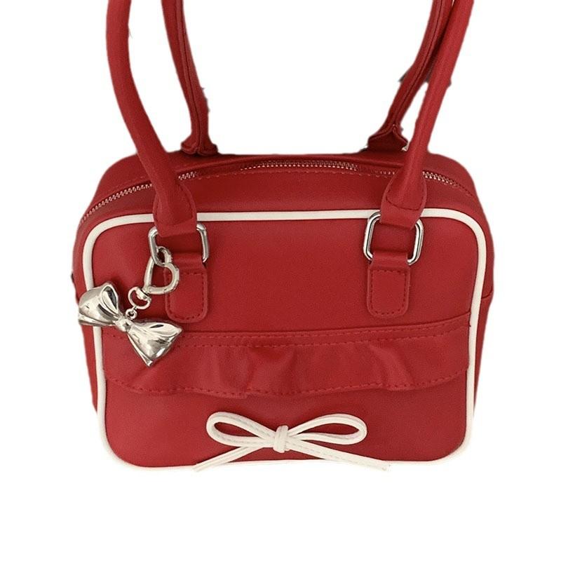 Korean niche design handbag bag women's 2025 new fashion bow small square bag commuter shoulder underarm bag