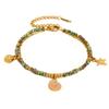 Stainless Steel Double Layer Bracelet Sea Star Shell Conch Pendant Women Jewelry Marine Creatures Bangles 18K Gold Plated