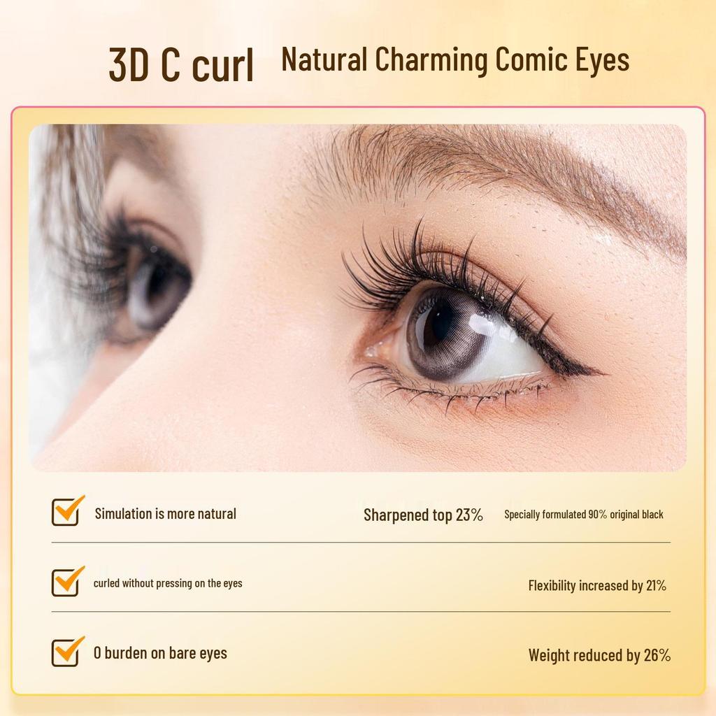 Adhesive-Free Natural Curl False Eyelashes with Transparent Jelly Strip