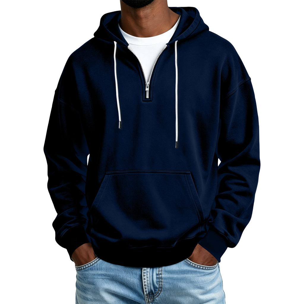 Men's Casual Half Zip Hoodie Sweatshirt for Winter Color Everyday Wear