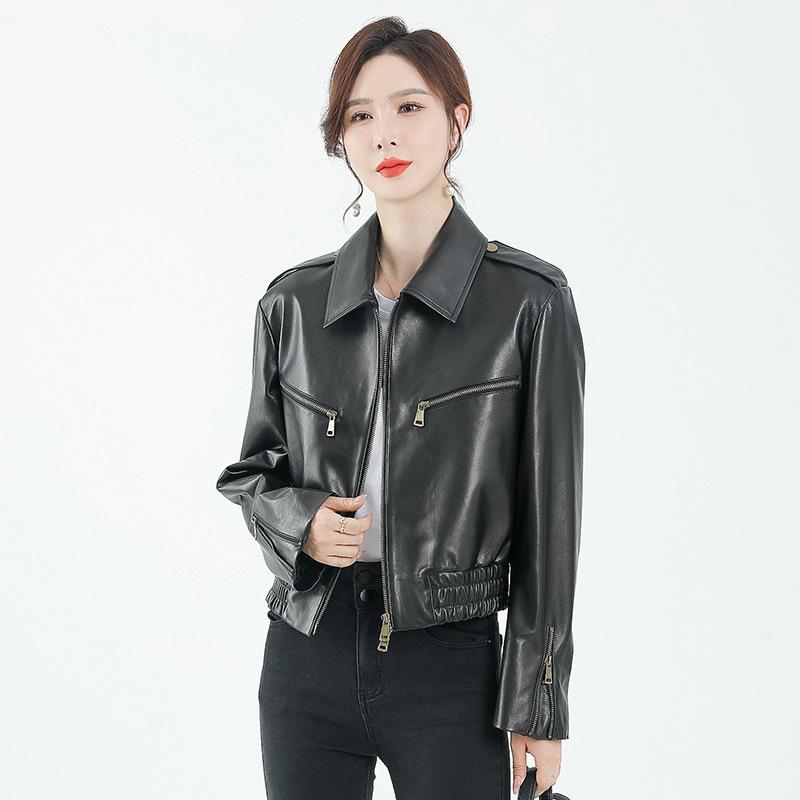 Genuine Leather Women's Leather Jacket Women's New Spring and Autumn Fashion Short High-end Sheepskin Jacket