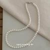 Cui Yan S925 Sterling Silver Korean Style Pearl Magnetic Clasp Necklace for Women - Elegant Versatile Clavicle Chain