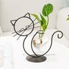 Metal Cat Flamingo Desktop Heart Glass Planter Terrarium Vase Stand Holder Indoor Hydroponic Propagated Plant Jars Garden Decor