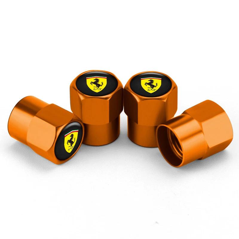 4Pcs Car Wheel Tire Valve Caps Metal Stem Cover For Ferrari Horse SJ F1 Team 488 Roma F8 SF9018121360 F4301575M Auto Accessories JG2
