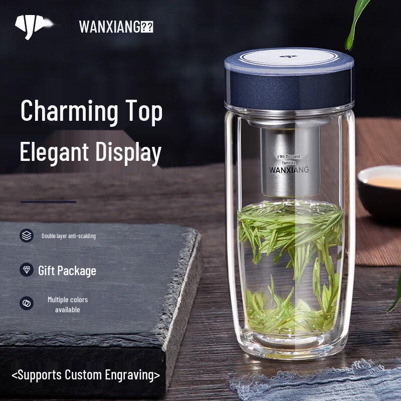 Термоизолированная стеклянная бутылка-заварник с двойными стенками