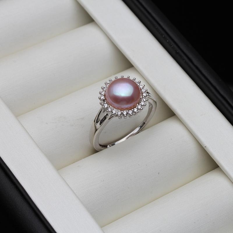 

Real Freshwater Natural Black Pearl Earring For Women,Wedding 925 Sterling Silver Rings Fine Jewelry Girl Birthday Gift