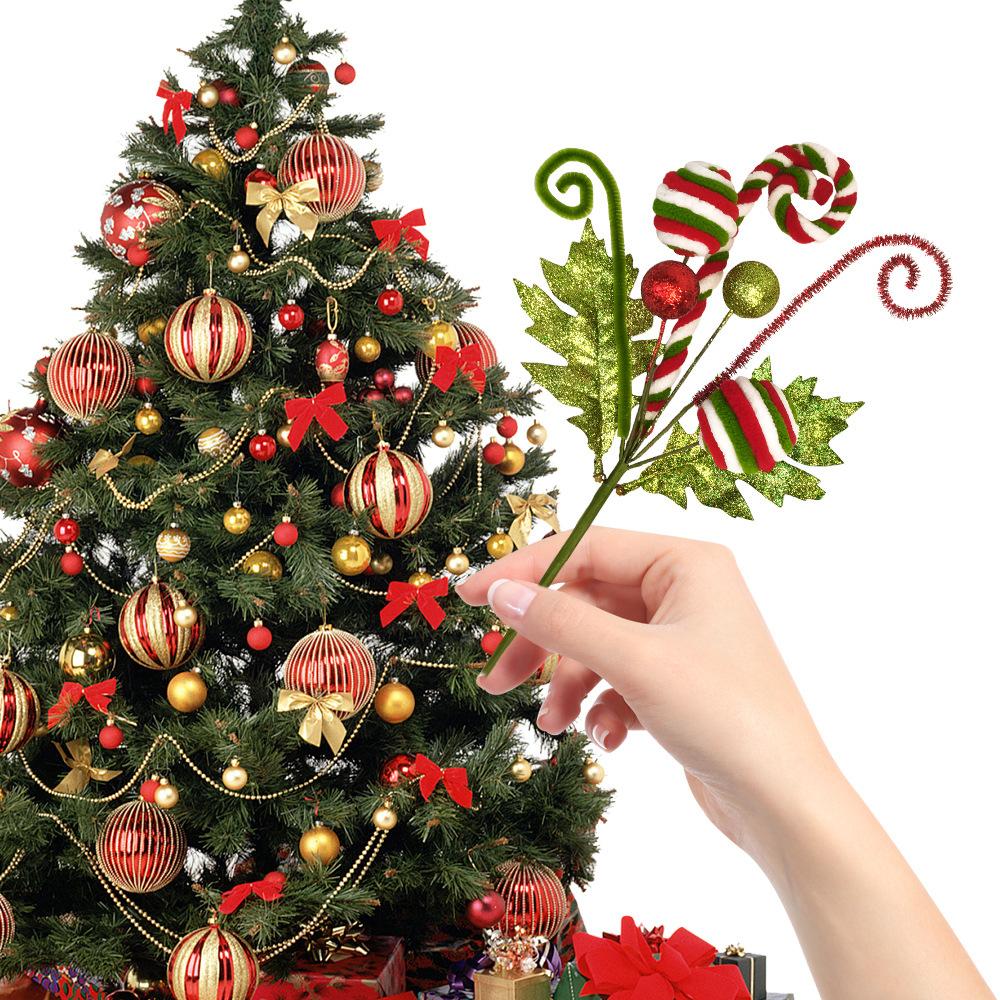 1/2pcs Artificial Berrys Stem Christmas Decoration Candy Lollipop Make Cutting Decor Christmas Trees Flower Garlands Holiday