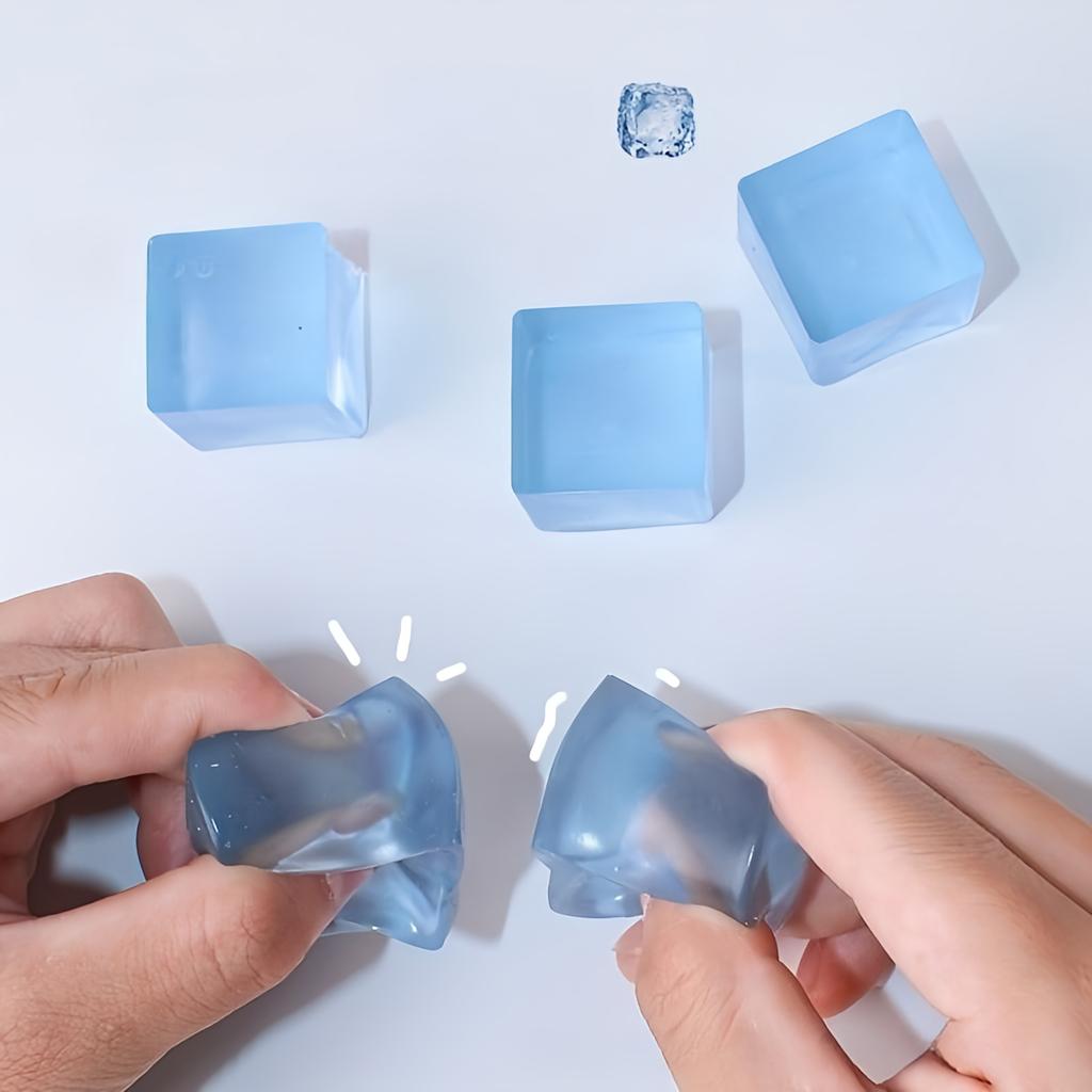 Cute Ice Cube Squishy Squeeze Toys Release Stress Transparent Small Ice Block Fidget Toy Mini Squeezing Toy Christmas Gifts