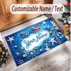 Fish Ocean Theme Soft Crystal Velvet Rug Custom Name & Text Print Non Slip Floor Rug for Bedroom Living Room