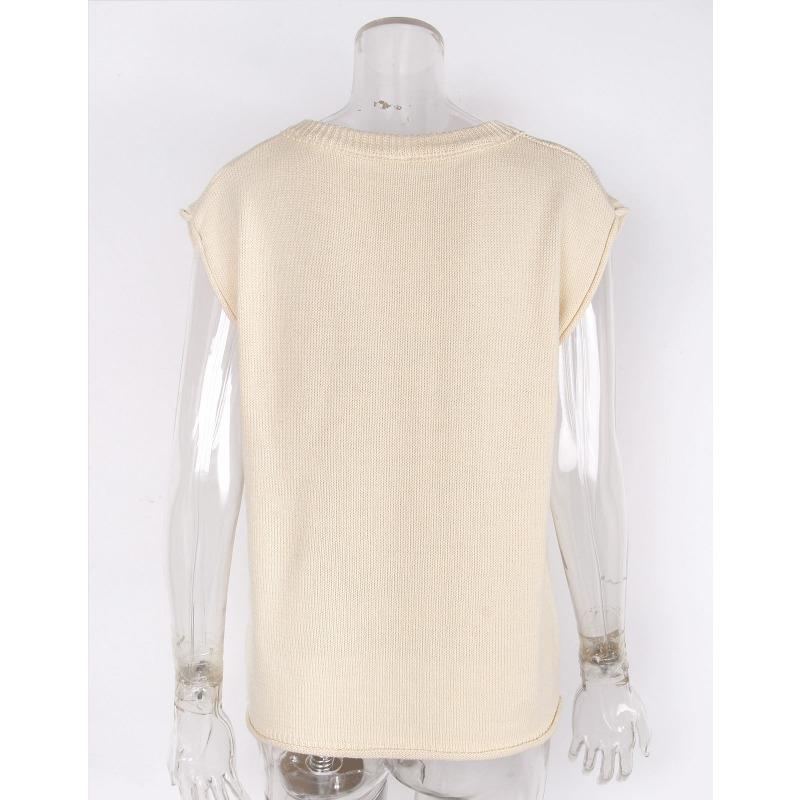 Women's Fall and Winter Solid Color Knit Casual Short-sleeved Sweater
