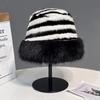 Women's Hat New Striped Plush Thickened Warm Hat Winter Casual Fashion Fisherman Hat Bucket Hat Women's