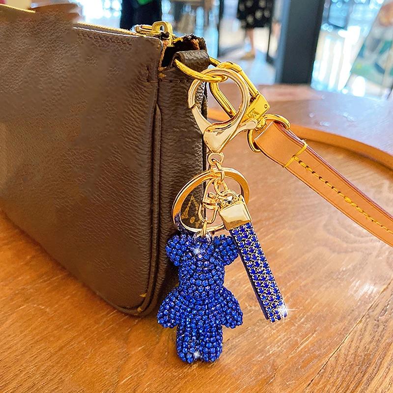 1PC Bag Pendant Personalized And Creative Boutique 5cm Cute Bear Keychain Inlaid With Artificial Diamond Car Keyring