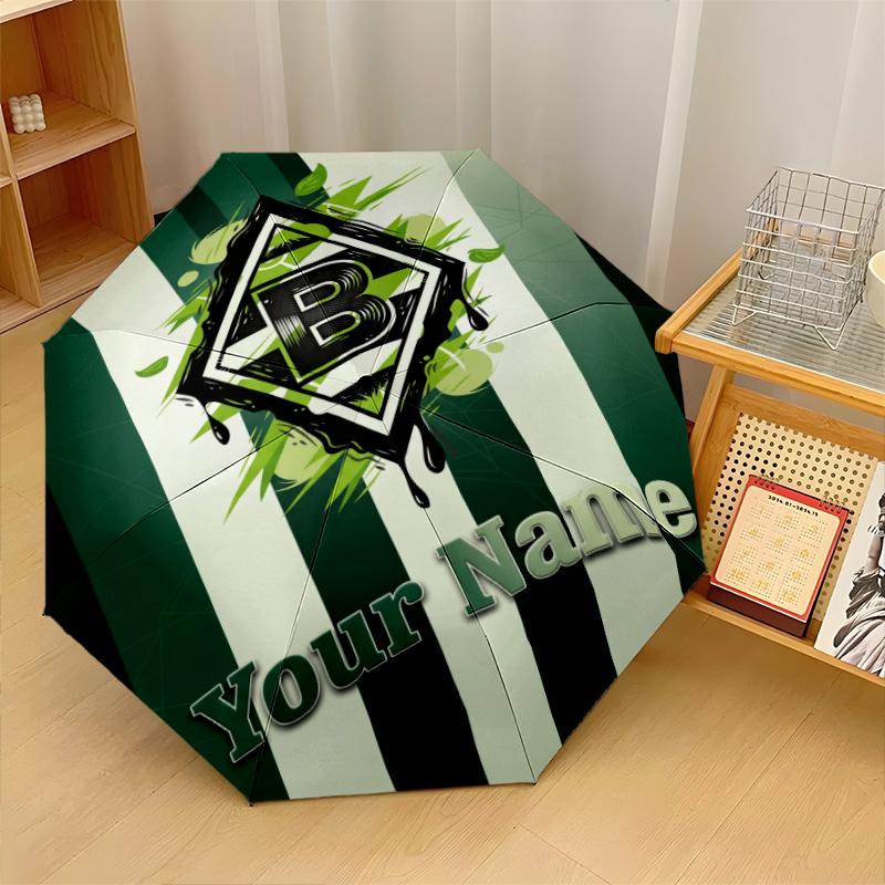 Borussia Mönchengladbach Automatic 3‑Fold Umbrella 8‑Rib Windproof Folding Umbrella Sun Rain Protection For Outdoor Travel Daily Use