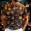 Men's Halloween Print Polo Shirt Short Sleeve Breathable Mesh Lightweight Casual Collared Top for Seasonal Wear