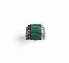 Green Malachite Signet Ring with Greek Key Detail, 925 Sterling Silver, Men and Women Jewelry