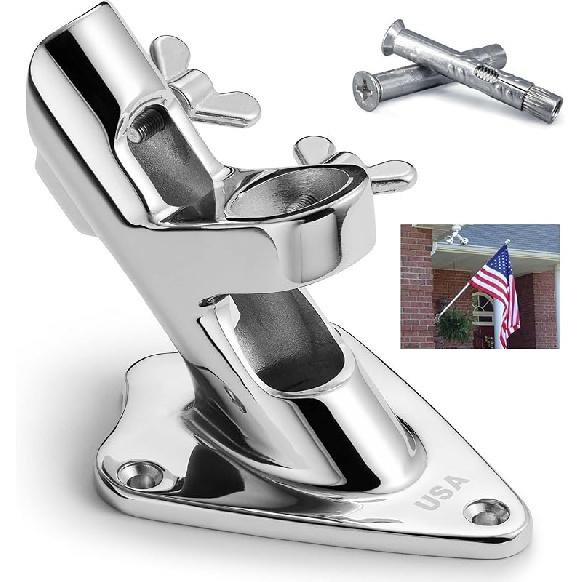 Flag Pole Holder, 316 Stainless Steel Heavy Duty Concrete Flag Pole Mount for House Outside, USA Wall Brick Flag Pole Bracket, 1 Inch Flag pole bracket