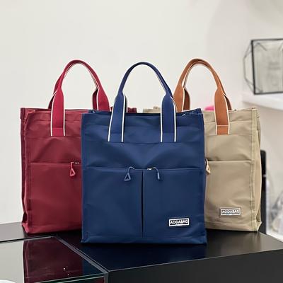 Velkokapacitní taška Oxford Tote s více kapsami, zapínáním na zip, školní pracovní taška, pratelná v pračce pro studenty, na knihy