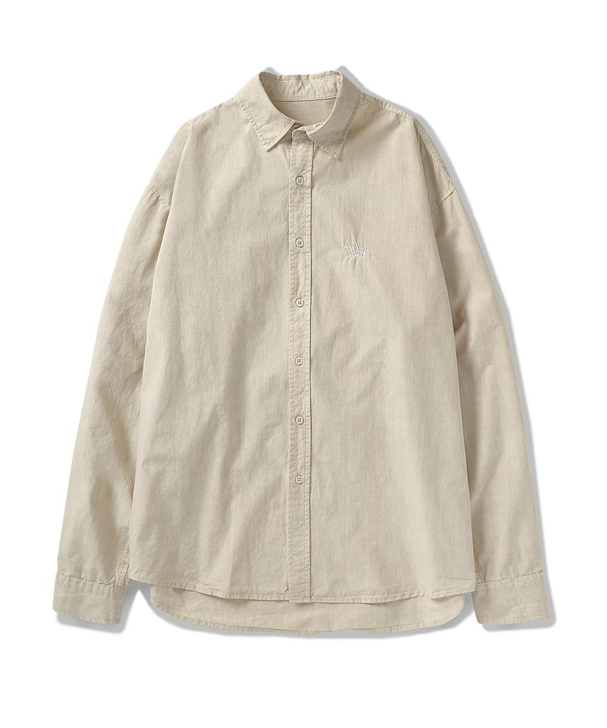 Peullukeu Slam Logo Pigment Washed Shirt Beige Fls207