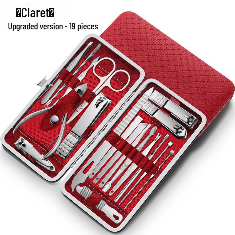 Edelstahl Nagelknipser Set: Tragbare Mani-Pedi-Werkzeuge mit Ohrenlöffel, Pediküremesser, Schrägknipser und Nagelhautschere.
