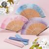 Stylish Business Fan Set with Fan Case and Handkerchief Yuuka [Osaka Choseido] Women's - (Hydrangea (Blue))