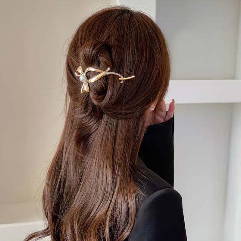 Einfache Elegante Legierung Schleife Haarspangen Pferdeschwanz Schnalle Retro Dutt Haarspange Haarnadel Frauen Haarspangen Pferdeschwanzhalter Haarschmuck
