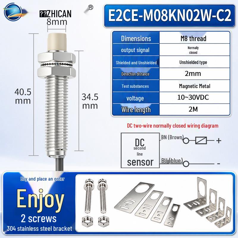 Sensor de Proximidade Indutivo à Prova d'Água, Dois Fios, M8/M12/M18/M30, NPN NA/PNP NF