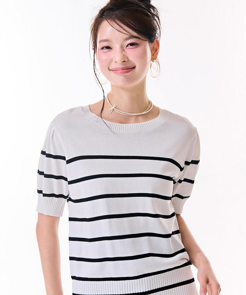 CHASECULT Women'S Striped Short Sleeve Sweater-Dbrg5672D0A
