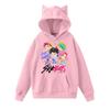 Damemote Casual Langermet trykt Rundhals hettegenser Pullover Topp med lommer