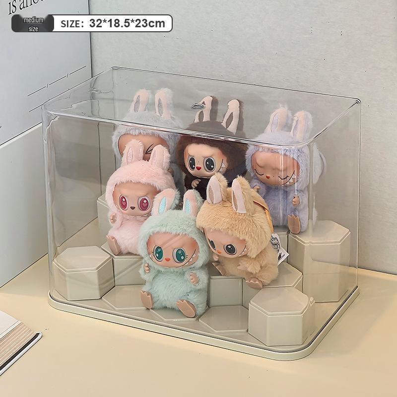 

Labubu Transparent Acrylic Display Case: Dustproof Storage for Pop Mart Figures and Badges