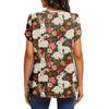 Women's Fashionable Round Neck Short Sleeve Printed Casual Basic Pleated Pullover T-shirt Top