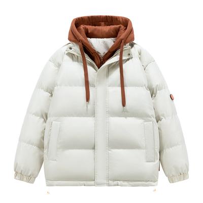 Fake Two-piece Cotton Clothing Men and Women with The Same Paragraph Winter Loose Cotton Jacket Hooded Thickened Bread Clothing Thickened Cotton Coat