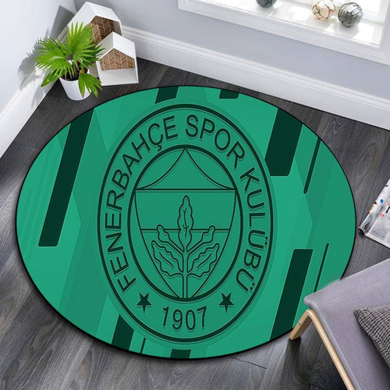 Runder Teppich im Fenerbahce-Muster, Teppich für Wohnzimmer, Schlafzimmer, Spielzimmer, Rutschfeste Bodenmatte, Feiertagsgeschenke und Geburtstagsgeschenke.