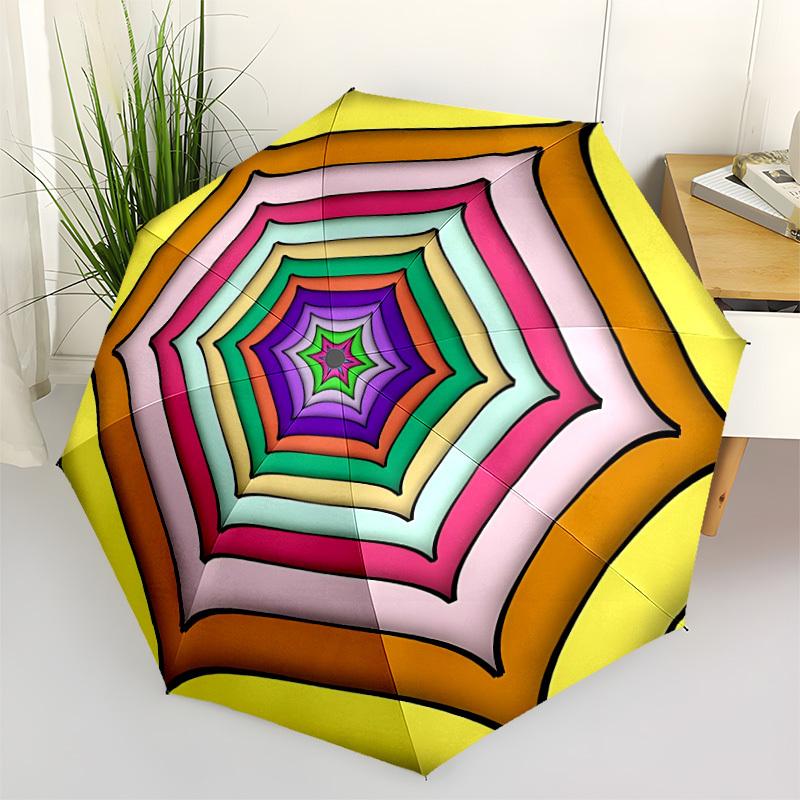 1pc Kaleidoscope Automatic Folding Umbrella - Portable Collapsible, 8-Rib Durable Frame, Perfect for Outdoor Use,  yy251218098
