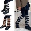 1 Pair Kids Striped Leg Warmers Warm Knitting Knee High Socks Stylish Socks Sleeve Winter Essential Clothing Accessories